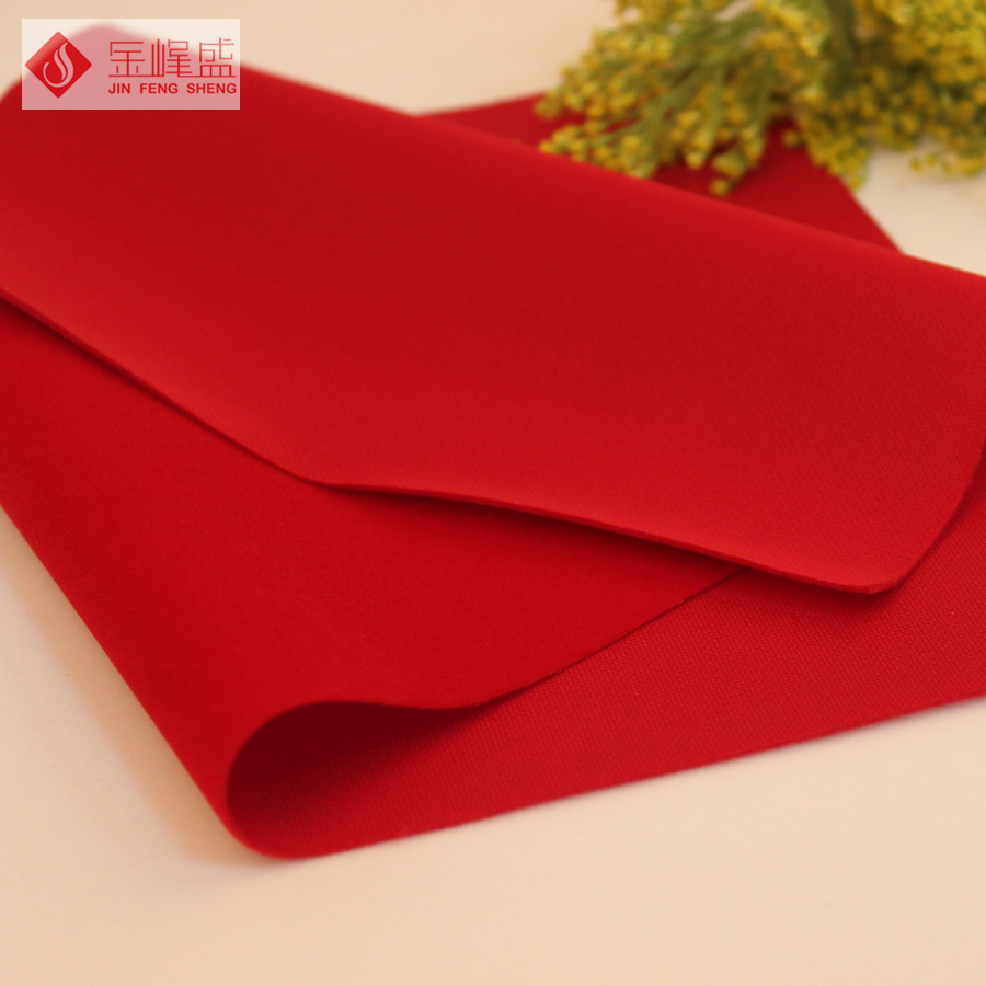 大紅色針織長毛植絨布