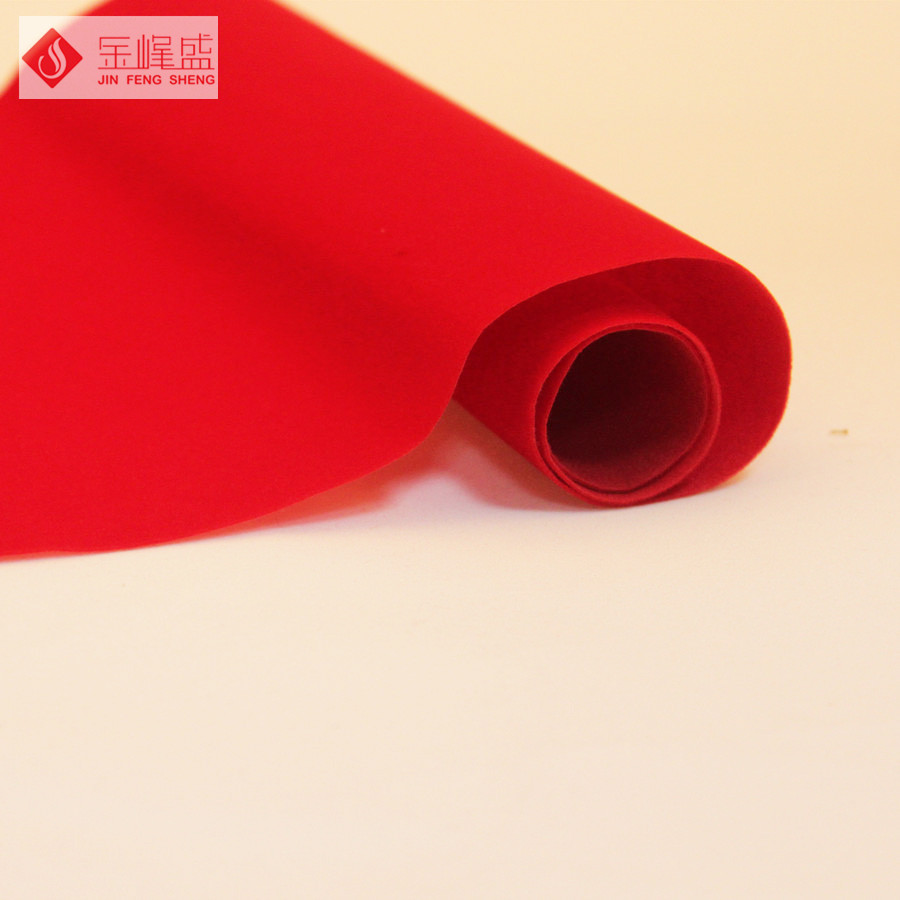 大紅色無紡底短毛植絨布,金峰盛絨布